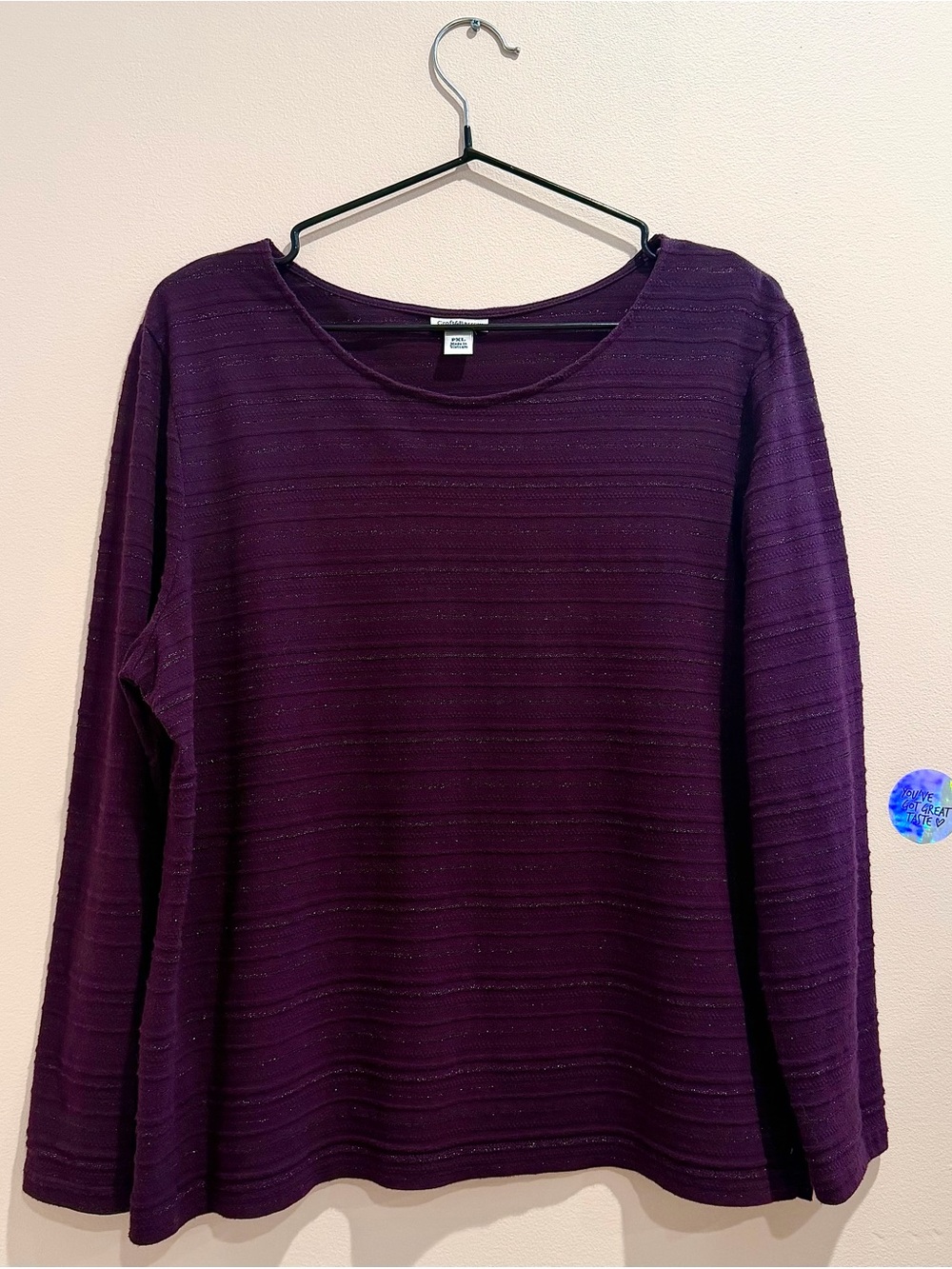 Women's Cotton Solid Sparkle Minimalist Relaxed Fit Blouse Top PXL
